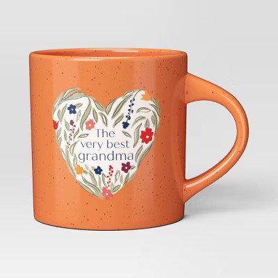 16oz Stoneware Heart Phrase/Print Mug Orange - Threshold™ | Target