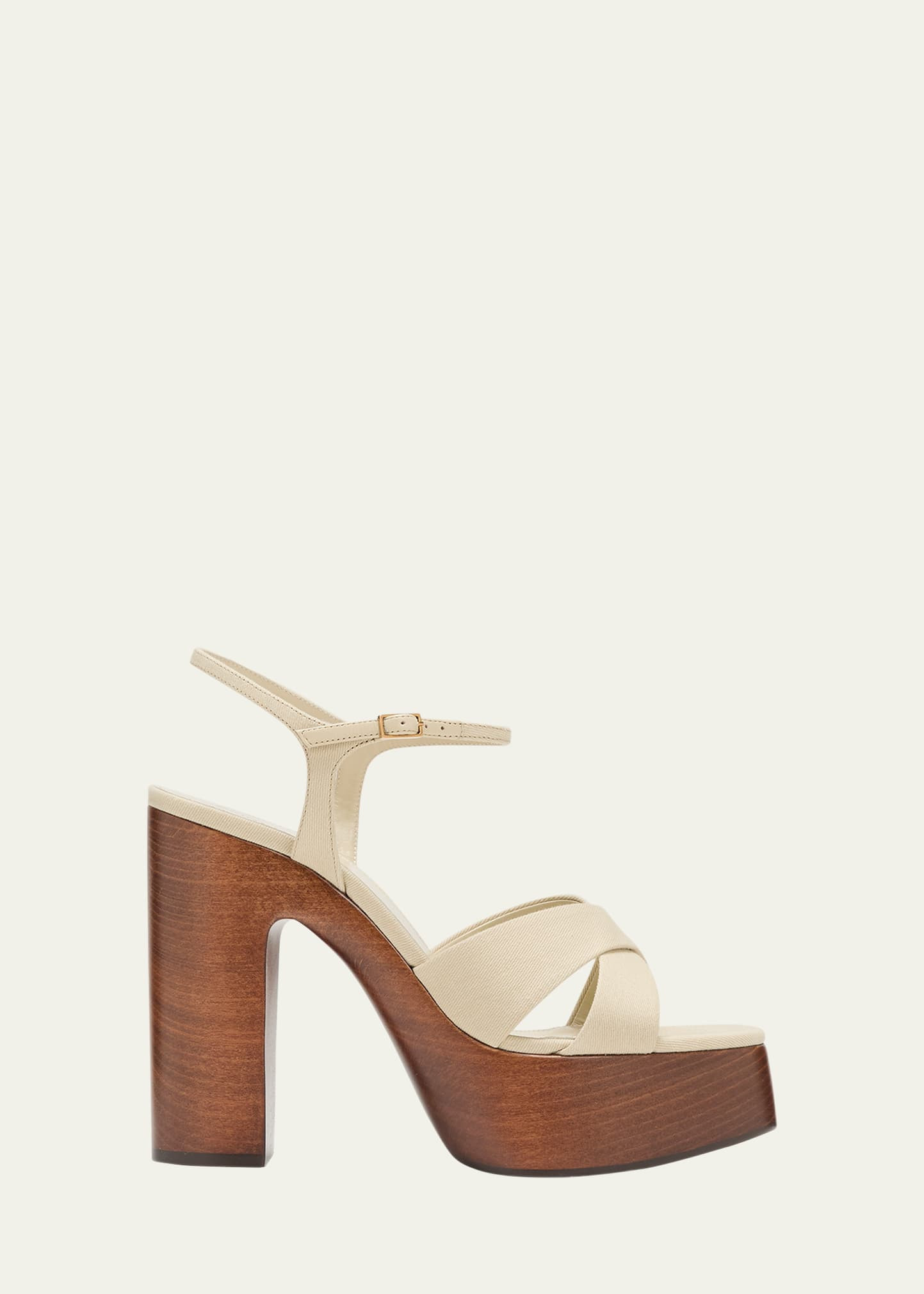 Saint Laurent Bianca Cotton Crisscross Platform Sandals | Bergdorf Goodman