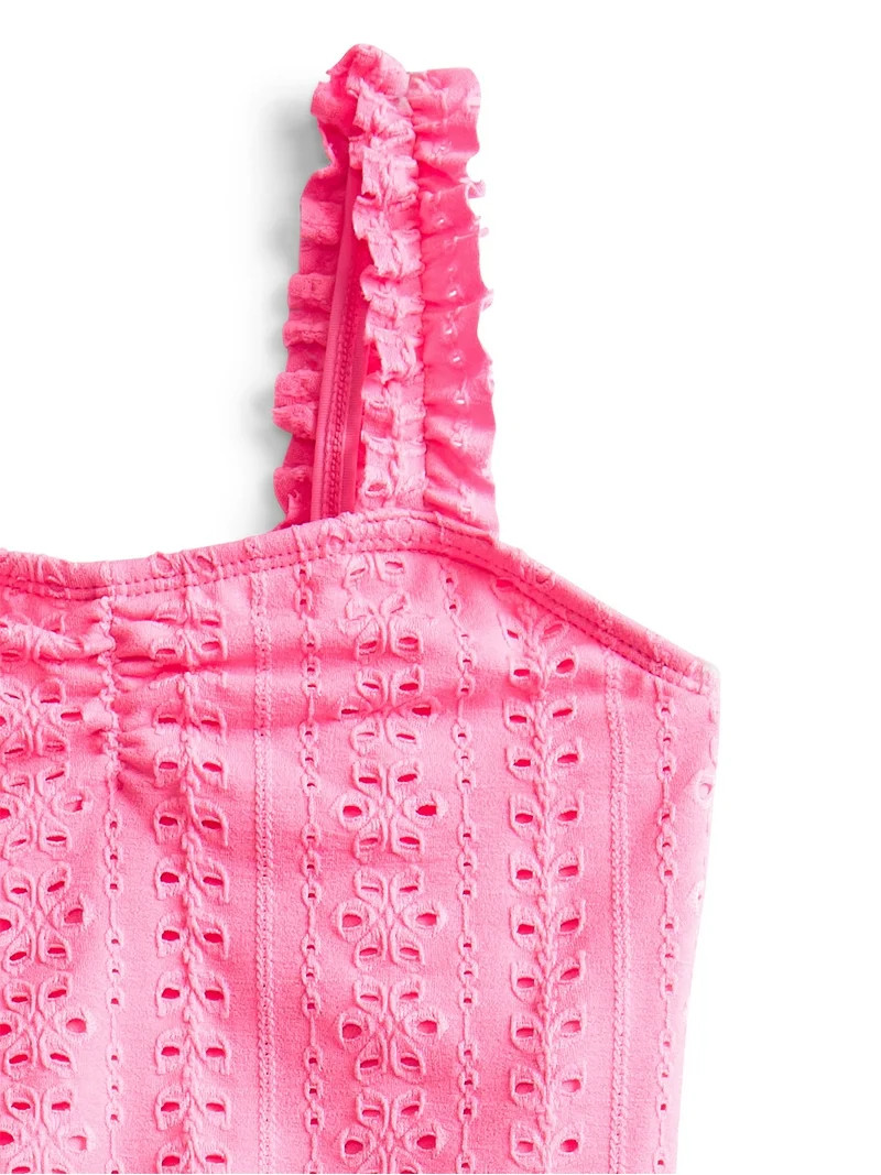 Wonder Nation Girls Ruffle Eyelet Tankini Swimsuit, 2-Piece, Sizes 4-18 | Walmart (US)