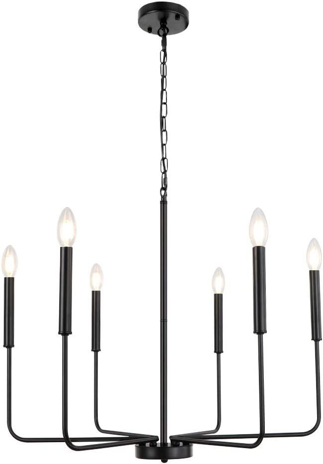 WBinDX 6-Light Black Chandelier Farmhouse Dining Room Light Fixture, Modern Rustic Candle Chandel... | Amazon (US)