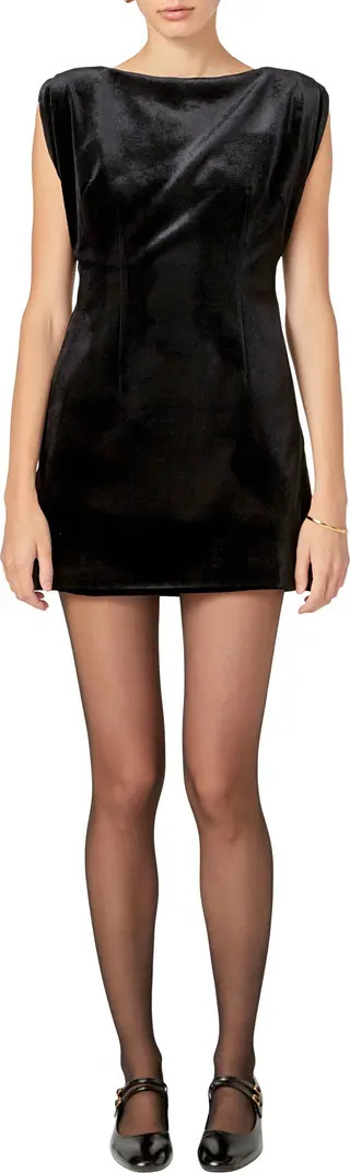Velvet Power Shoulder Minidress | Nordstrom