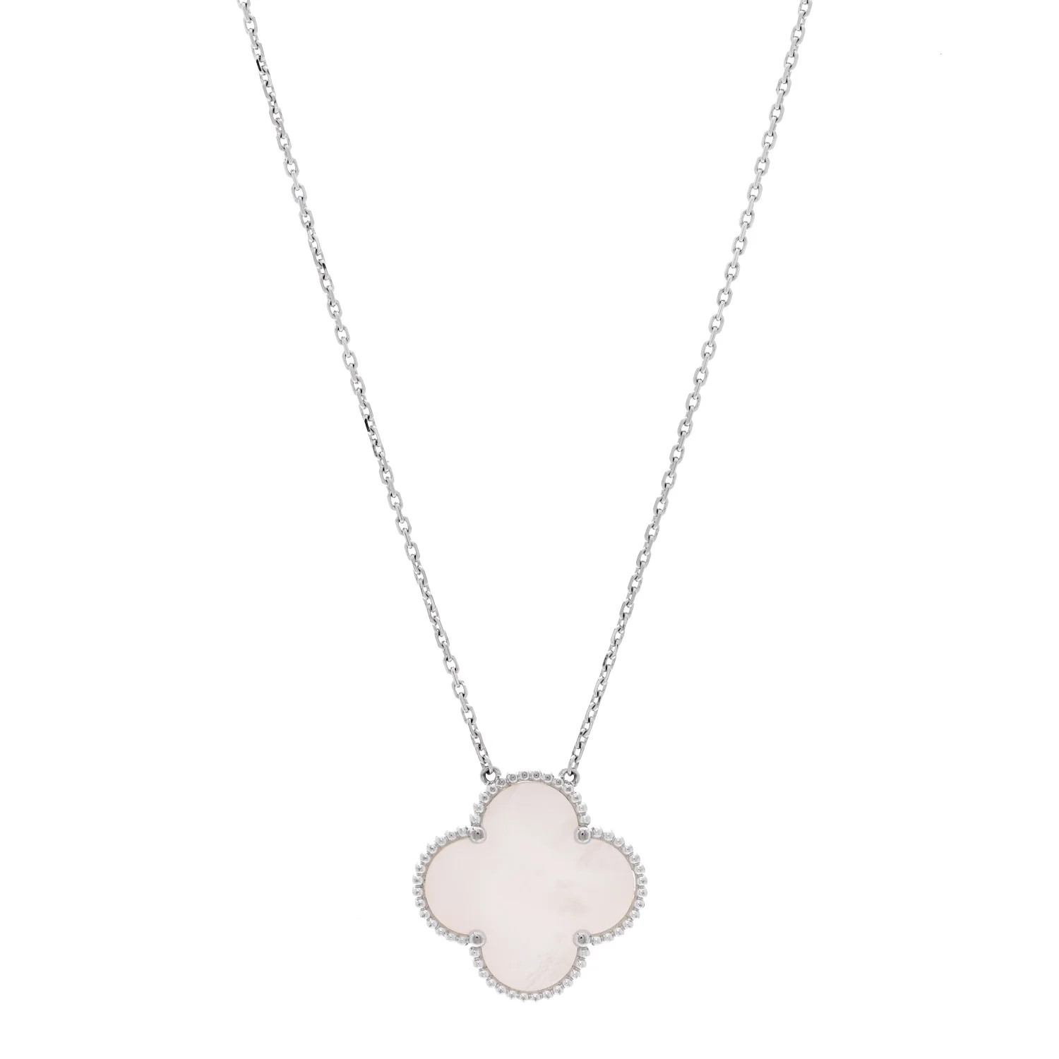 18K White Gold Mother of Pearl Magic Alhambra Pendant Necklace | FASHIONPHILE (US)
