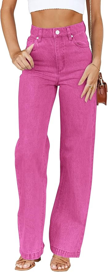 Womens Jeans Mid Waisted Straight Leg Loose Stretchy Lightweight Tummy Control Trendy Jeans for W... | Amazon (US)