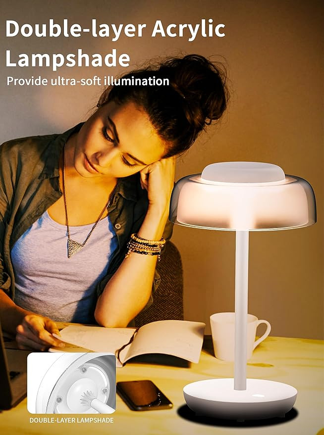 Battery Operated LED Table Lamp Touch Control Cordless Table Lamp with 3 Level Dimmable Warm Whit... | Amazon (US)