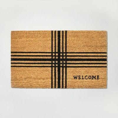 Cross Stripes 'Welcome' Coir Doormat - Hearth & Hand™ with Magnolia | Target