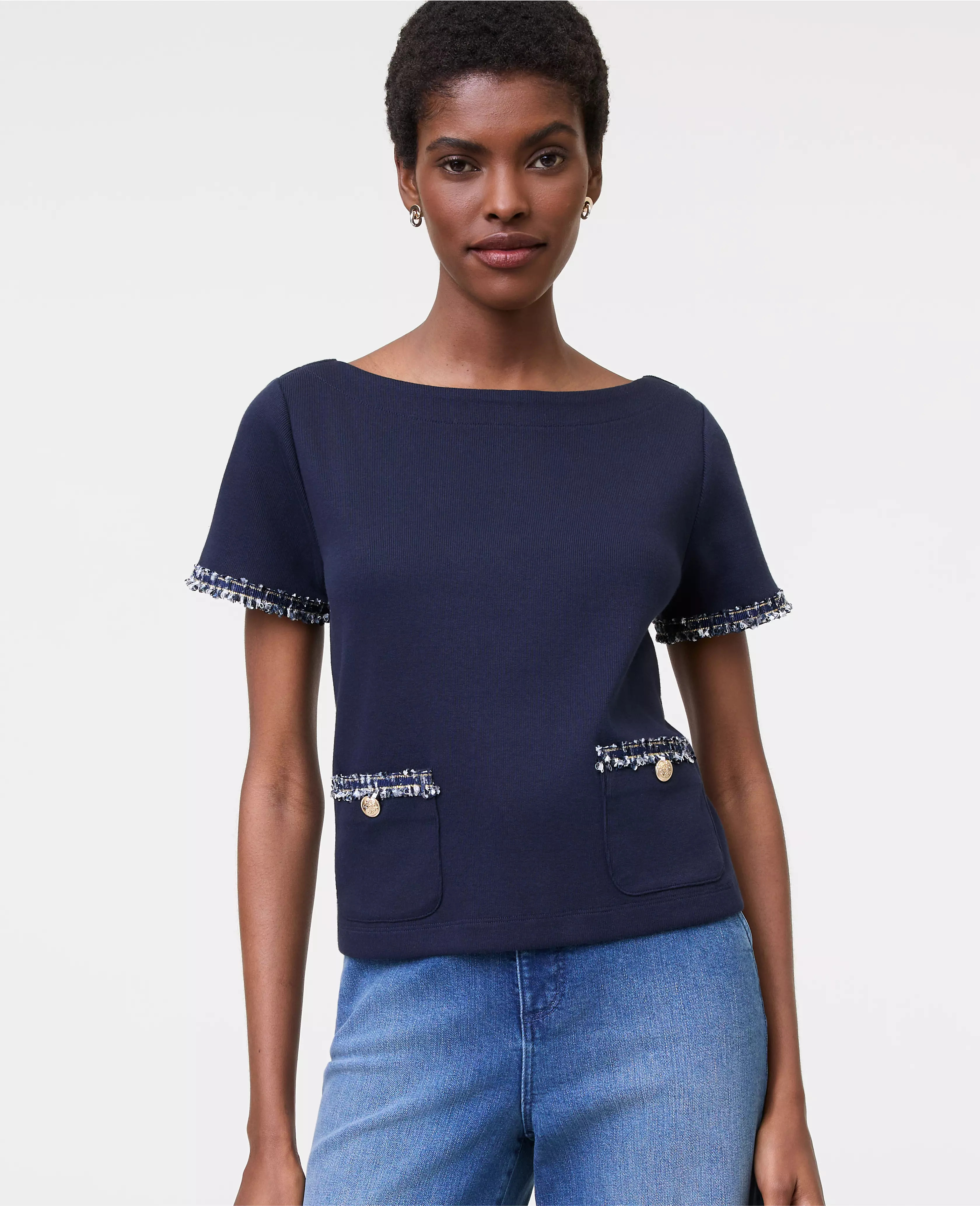Denim Trim Top | Ann Taylor