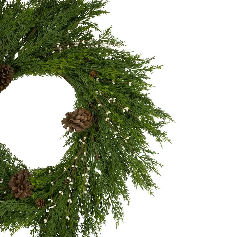 Northlight 32" Cedar with Pine Cones and White Berries Artificial Christmas Wreath - Unlit | Walmart (US)