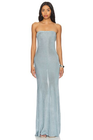 SER.O.YA Narissa Metallic Knit Dress in Sky Blue from Revolve.com | Revolve Clothing (Global)