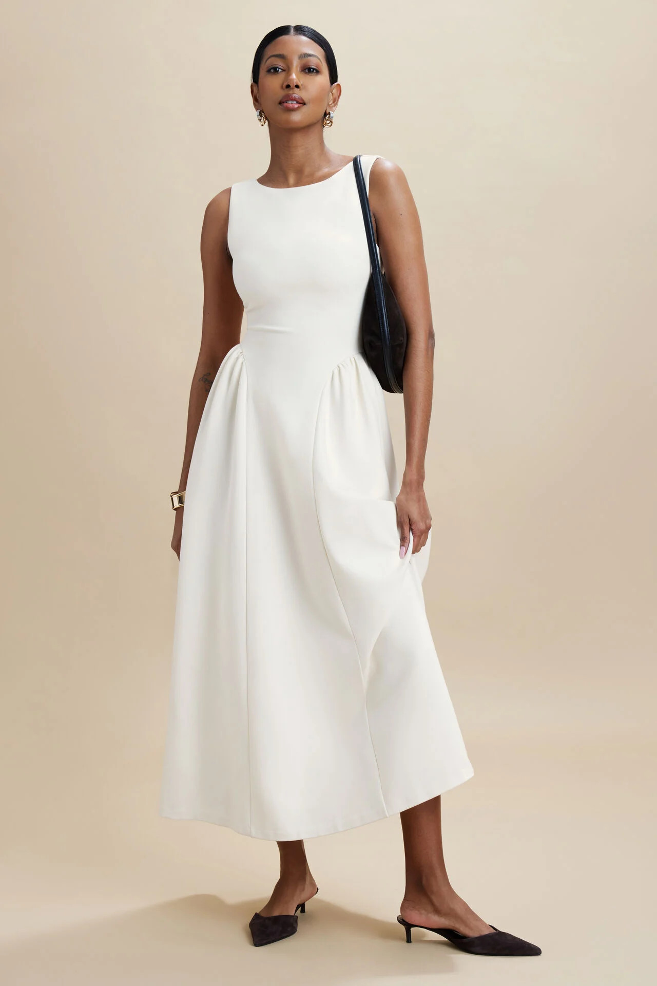 Flared Ponte Maxi Dress | Dynamite Clothing