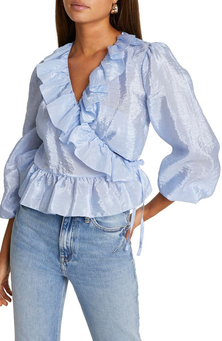 River Island Bella Frilly Wrap Top | Nordstrom | Nordstrom
