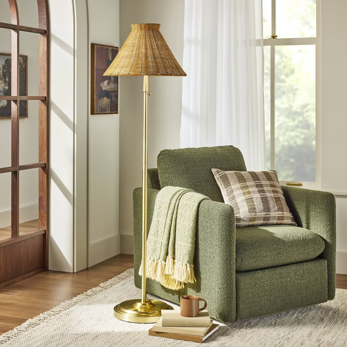 Brass with Rattan Shade Floor Lamp - Hearth & Hand™ with Magnolia | Target