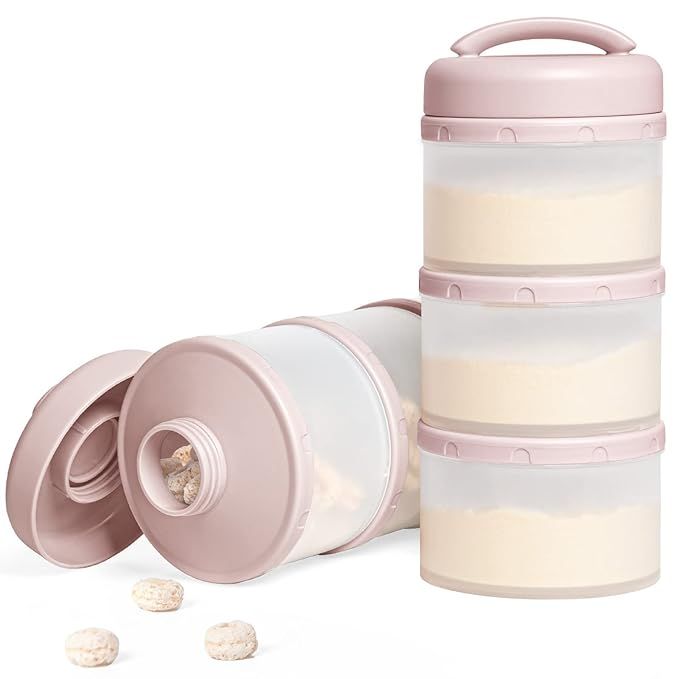 Termichy Stackable Formula Dispenser Portable Milk Powder Container, 2 Pack, Light Pink | Amazon (US)
