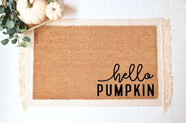 Hello Pumpkin Doormat, Fall Welcome Mat, Fall Decor, Funny Doormat, Halloween Doormat, Fall Door ... | Etsy (US)