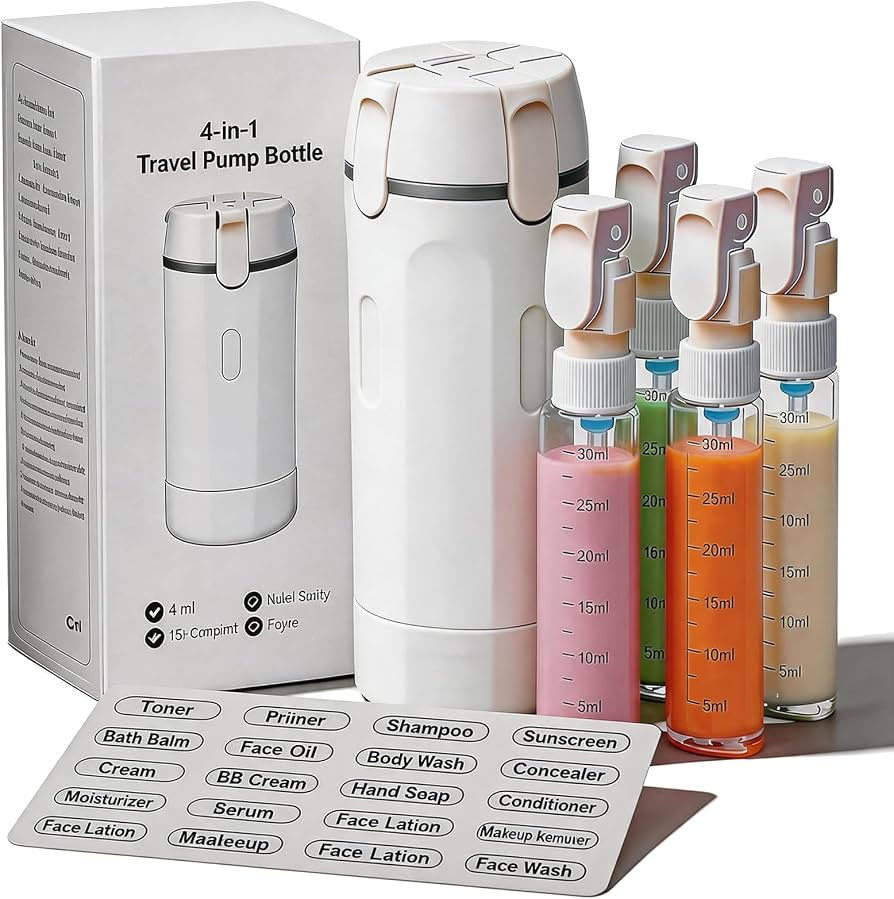4 in 1 Travel Dispenser Bottle,4 Pack 30ML Travel Bottles for Toiletries, Leak Proof Travel Size ... | Amazon (US)