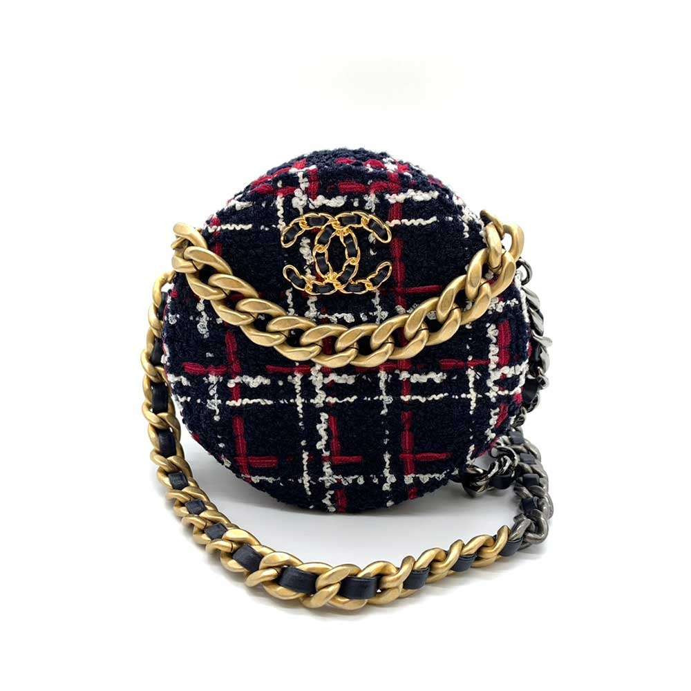 Chanel Tweed Round Clutch Mini Chain Bag | Shop Simon