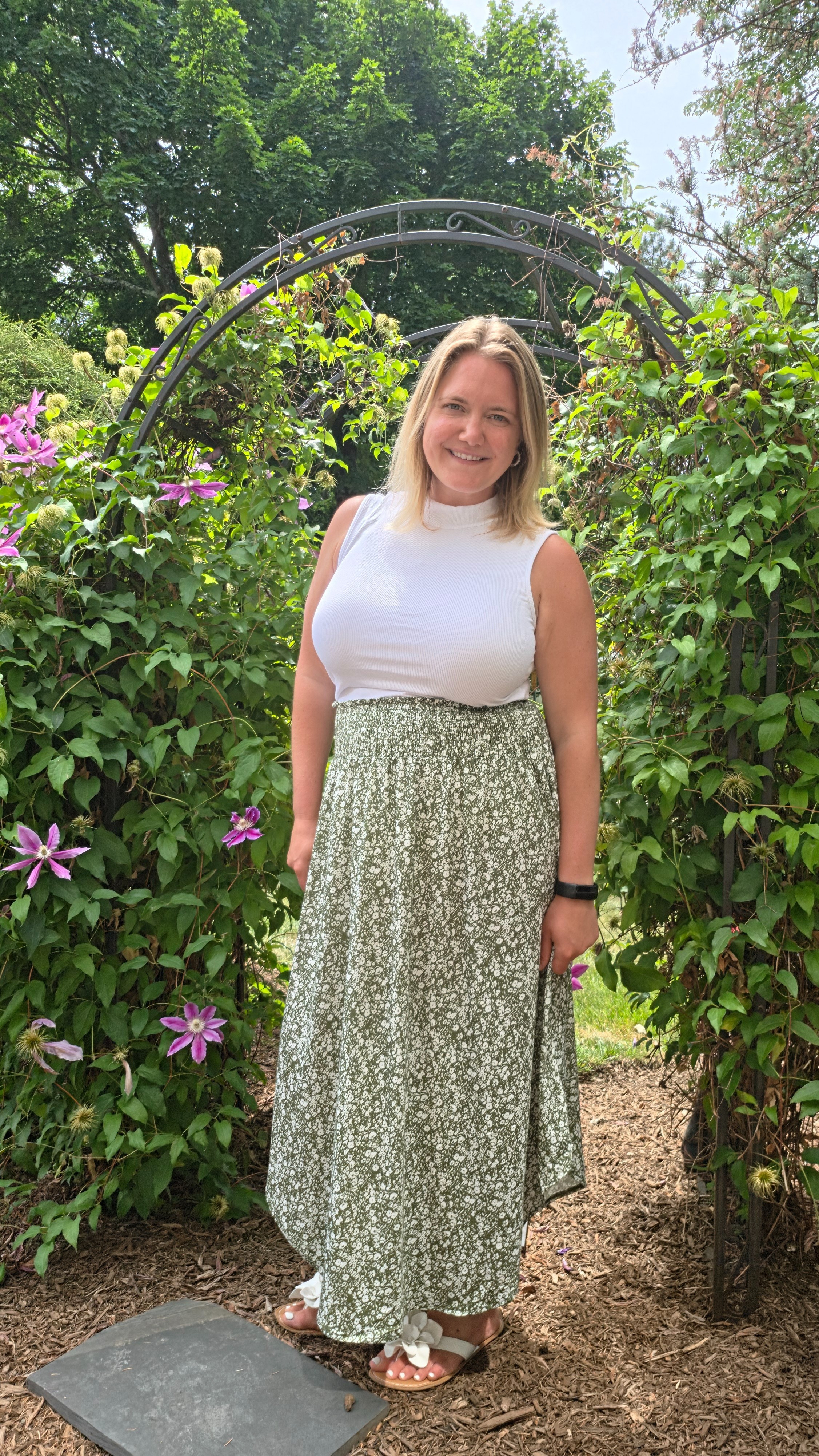 Sunday style 💚 This green floral skirt paired with the perfect mock neck tank is one of those effortless outfits that looks put together without trying too hard. Feminine, comfortable, and perfect for church, brunch, or summer events. 🌿✨

#LTKootd #LTKgrwm #LTKMidsize