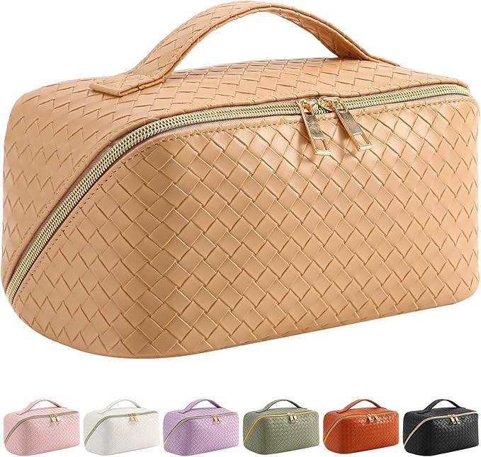 Baonmy Large Capacity Travel Cosmetic Bag - Makeup Bag,Portable PU Leather Waterproof Cosmetic Ba... | Amazon (US)