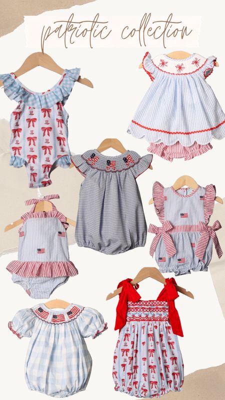 Baby and toddler girl patriotic outfits, red white and blue, Fourth of July outfits, smocked girl clothes, grandmillennial style

#LTKkids #LTKfindsunder50 #LTKbaby