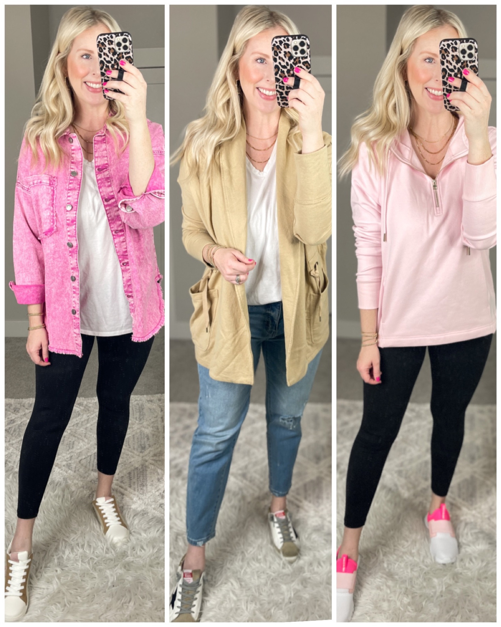 Daily try on, Walmart outfit, Walmart fashion, pink shacket, black leggings, star sneakers, Target style, half zip pullover

#LTKSeasonal #LTKstyletip #LTKunder50