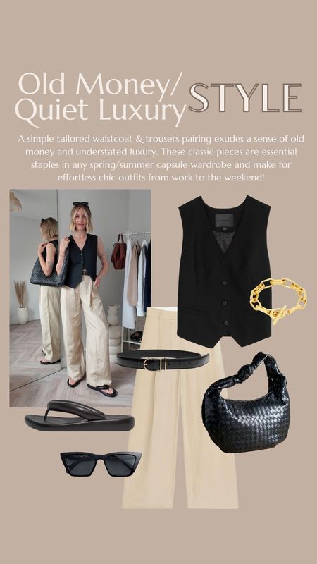 A simple tailored waistcoat & trousers pairing exudes a sense of old money and understated luxury. These classic pieces are essential staples in any spring/summer capsule wardrobe and make for effortless chic outfits from work to the weekend!

#LTKfindsunder100 #LTKstyletip #LTKworkwear