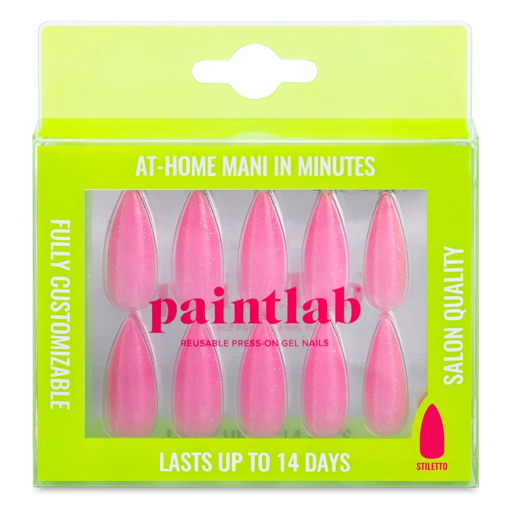 Pink Glitter Stiletto Press-On Nails | PaintLab