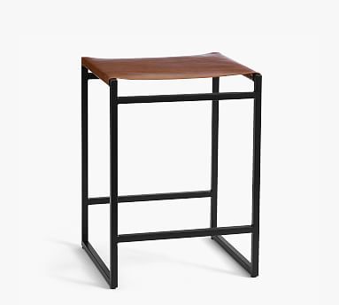 Hardy Backless Leather Bar & Counter Stools | Pottery Barn (US)