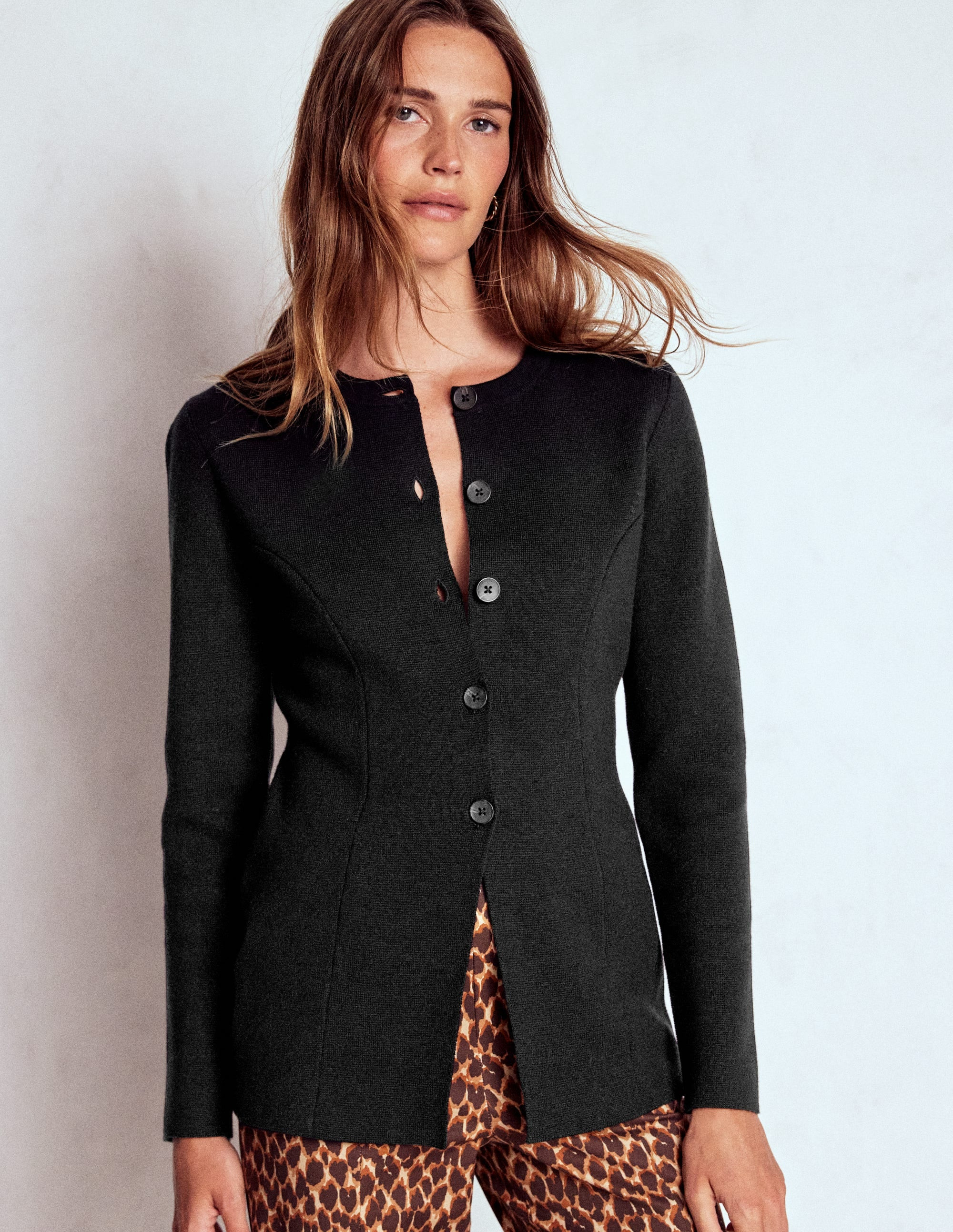 Joanna Fitted Knitted Jacket-Black | Boden (US)