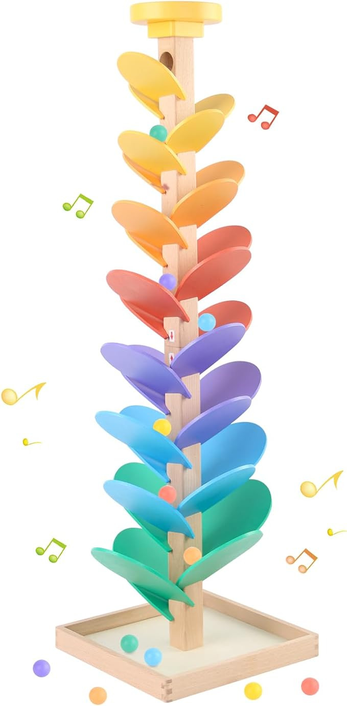 Wooden Marble Run for Kids 4-8 Boys Girls Toys Music Tree Wood Toddlers Marble Ball Run Game Leav... | Amazon (US)