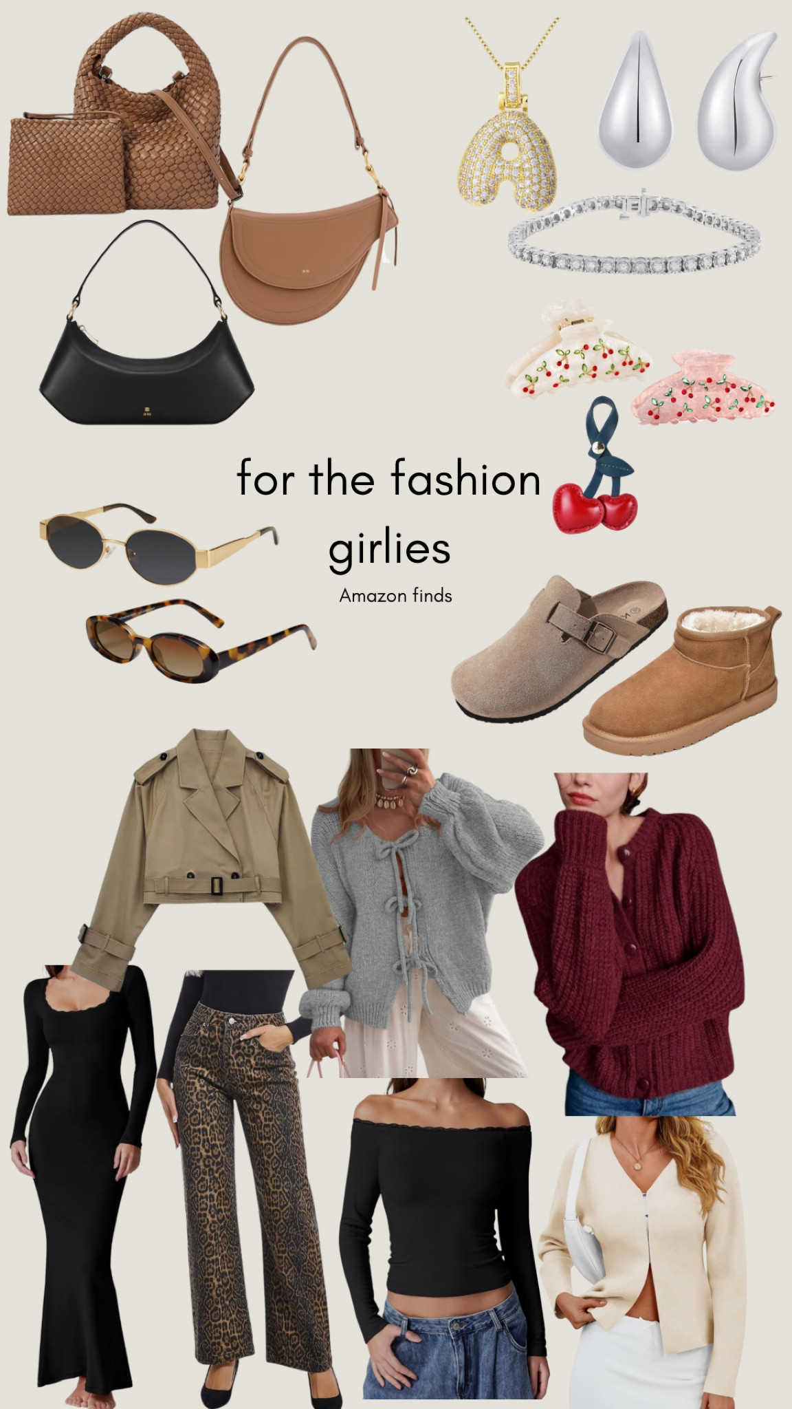 Fashion finds — Amazon Black Friday 

Uggs, slippers, clogs, sweater, knitted sweaters, cropped jacket, trench coat, skims, sunglasses, or bag, fall bag, winter bag, hair accessories, leopard pants, leopard jeans, bag charm, cherry  accessories, jewelry, affordable jewelry, initial necklace 

#LTKGiftGuide 

#LTKStyleTip #LTKFindsUnder100