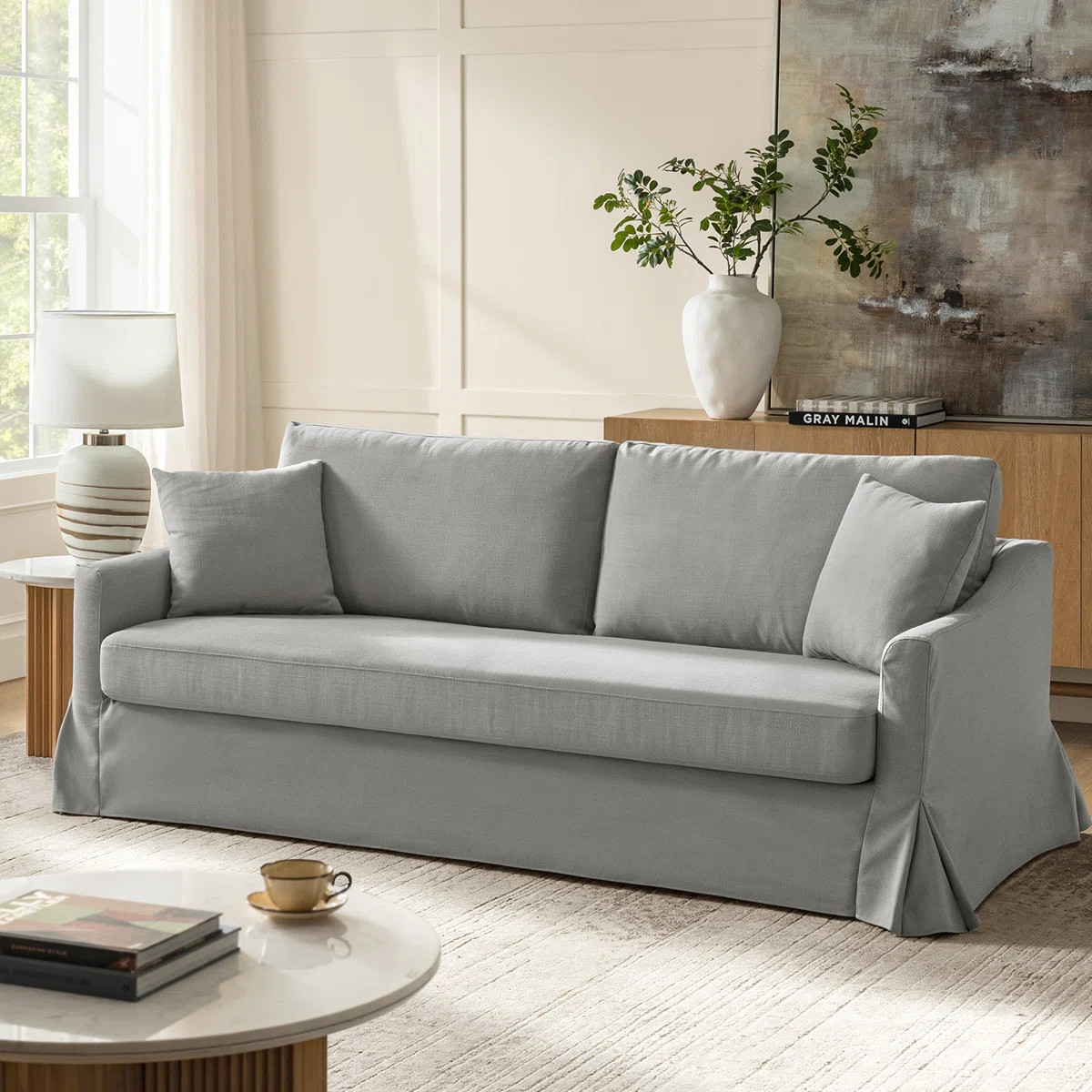 Wimberly 80.5" Farmhouse Upholstered Slipcovered Sofa | Wayfair North America