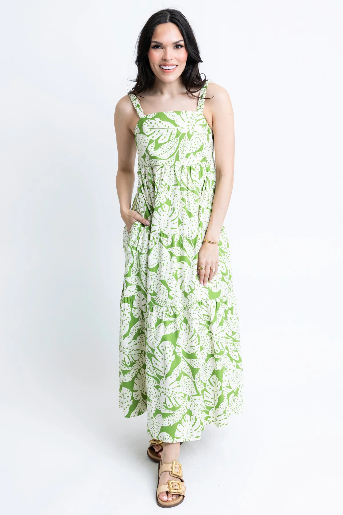 Palm Leaf Ibiza Tier Maxi Dress | MeMe's