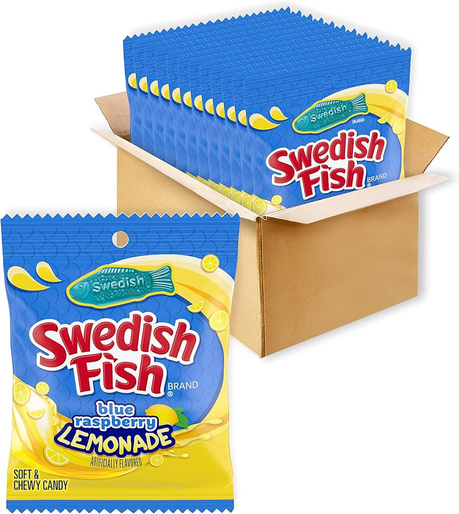SWEDISH FISH Blue Raspberry Lemonade Soft & Chewy Candy, 12-3.59 oz Bags | Amazon (US)