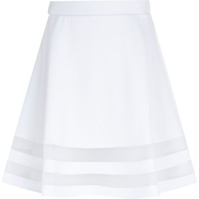 Girls white mesh panel skirt | River Island (US)