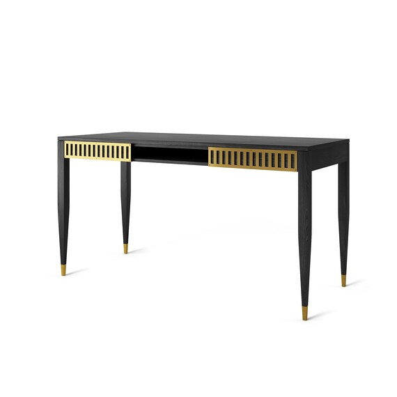 Black Oak Office Desk With Two Solid Oak Drawers Shelf and - Etsy | Etsy (US)