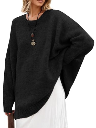 Saodimallsu Womens Oversized Tunic Sweaters Long Sleeve Crew Neck Chunky Knit Slouchy Casual Pull... | Amazon (US)