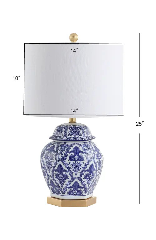 JONATHAN Y Gretchen Ginger Jar Ceramic/Metal LED Table Lamp in Blue/white at Nordstrom | Nordstrom