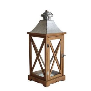 18.5" Natural Wooden Lantern with Galvanized Top by Ashland® | Michaels Stores