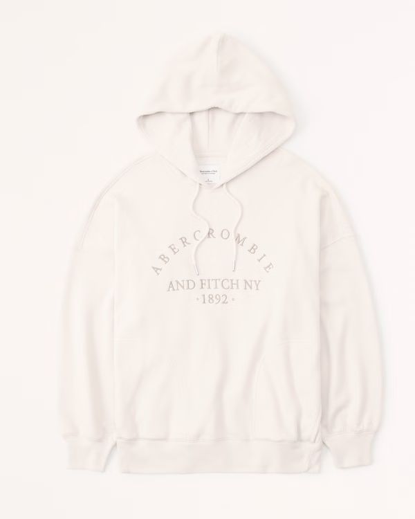 Women's Embroidered Logo Popover Hoodie | Women's | Abercrombie.com | Abercrombie & Fitch (US)