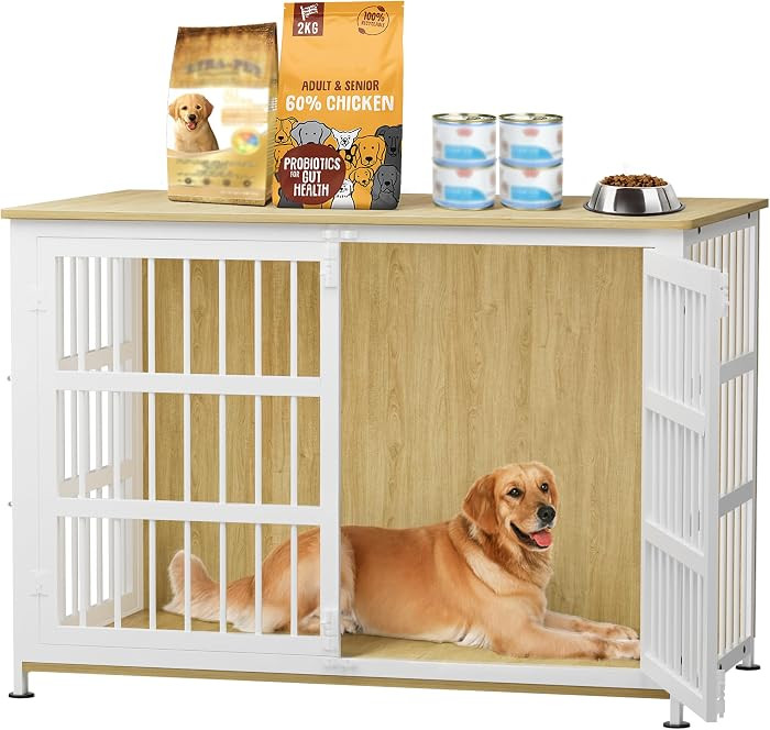 46" Dog Crate Furniture Large Breed Dog Crate Dog Kennels for Inside Wooden Dog Crates End Table ... | Amazon (US)