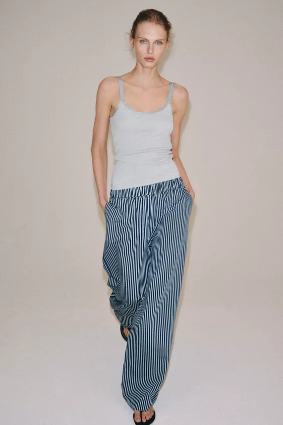 ZW COLLECTION STRIPED WIDE LEG PANTS | Zara US