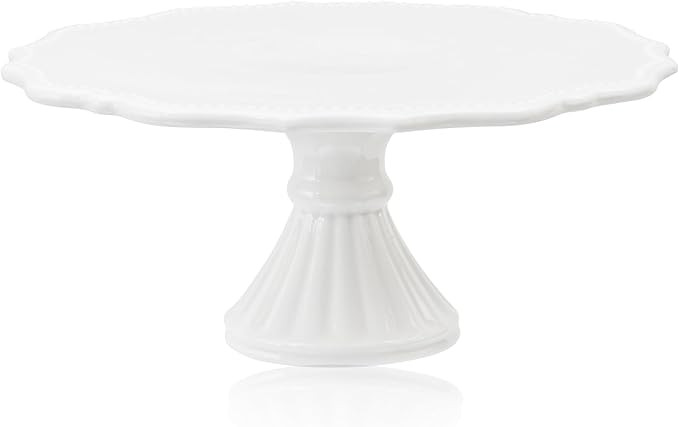 10 Inch Cake Stand, Relief Round Dessert Cake Stand, Ceramic Cupcake Stand for Birthday, Wedding,... | Amazon (US)