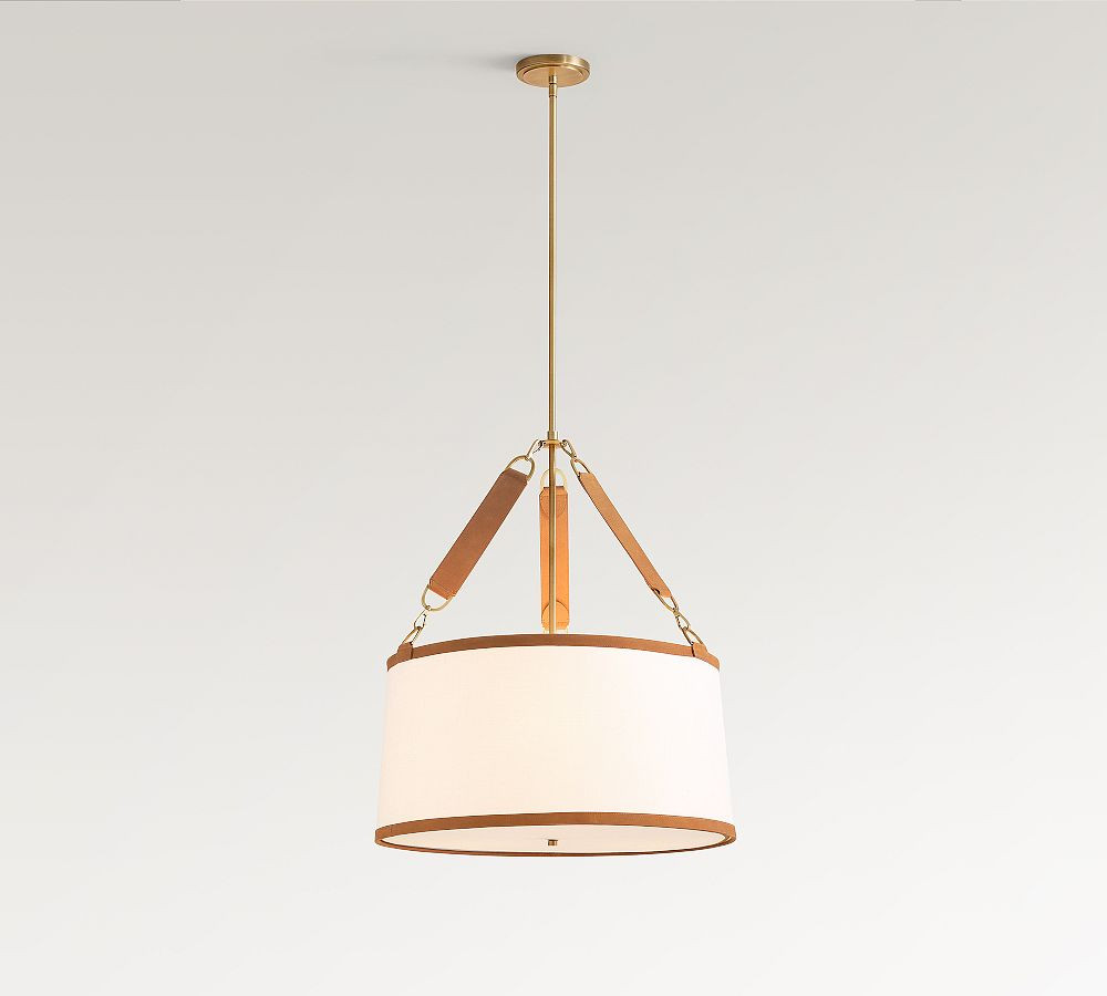 Powell Leather & Linen Drum Pendant (24") | Pottery Barn (US)
