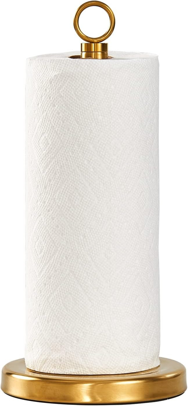 Gold Paper Towel Holder Countertop, Free Standing Kitchen Roll Holder, Rust-Proof Base, Stainless... | Amazon (US)