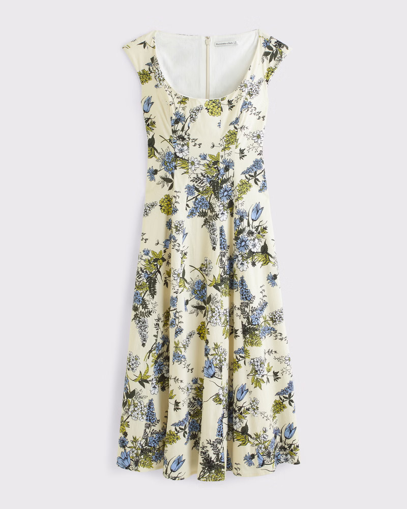 The A&F Mila Cap Sleeve Midi Dress | Abercrombie & Fitch (US)