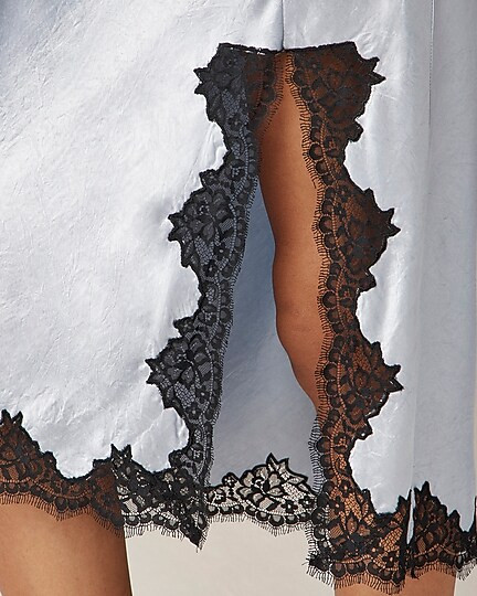 Gwyneth lace-trim slip skirt in textured satin | J. Crew US