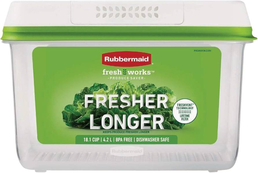 Rubbermaid FreshWorks Saver, Large Produce Storage Container, 18.1-Cup, Clear | Amazon (US)