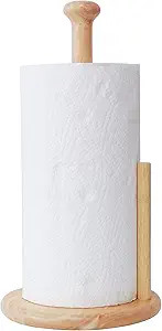 E-ROOM TREND Paper Towel Holder Large Base Dia 7" Wooden Natural Color Countertop with Rubber Woo... | Amazon (US)