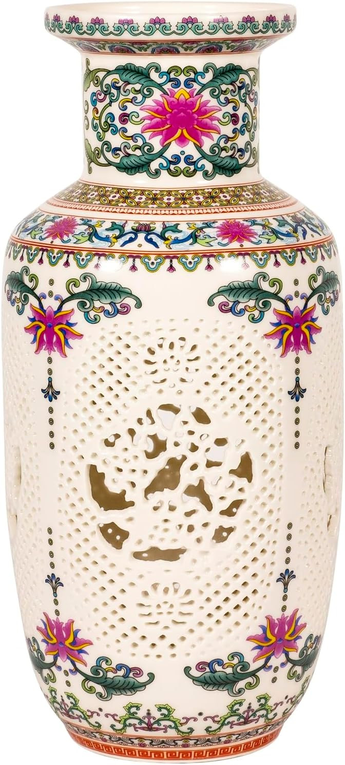 Creative Hollow Pastel Porcelain Vase, Flower Arrangement Ceramic Ornaments, Home Living Room Dec... | Amazon (US)