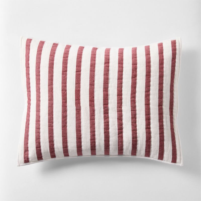 Red Striped Waffle Weave Organic Cotton Kids Pillow Sham + Reviews | Crate & Kids | Crate & Barrel