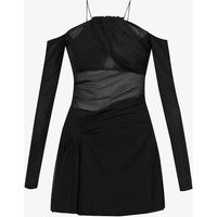 Halter-neck cut-out crepe and mesh mini dress | Selfridges